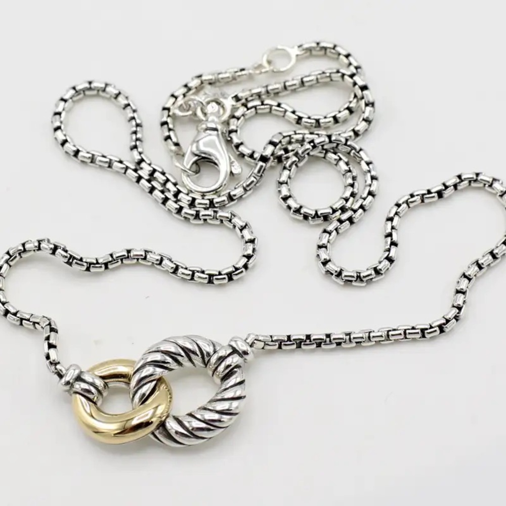 David Yurman Sterling Silver & Gold Belmont Curb Link Necklace